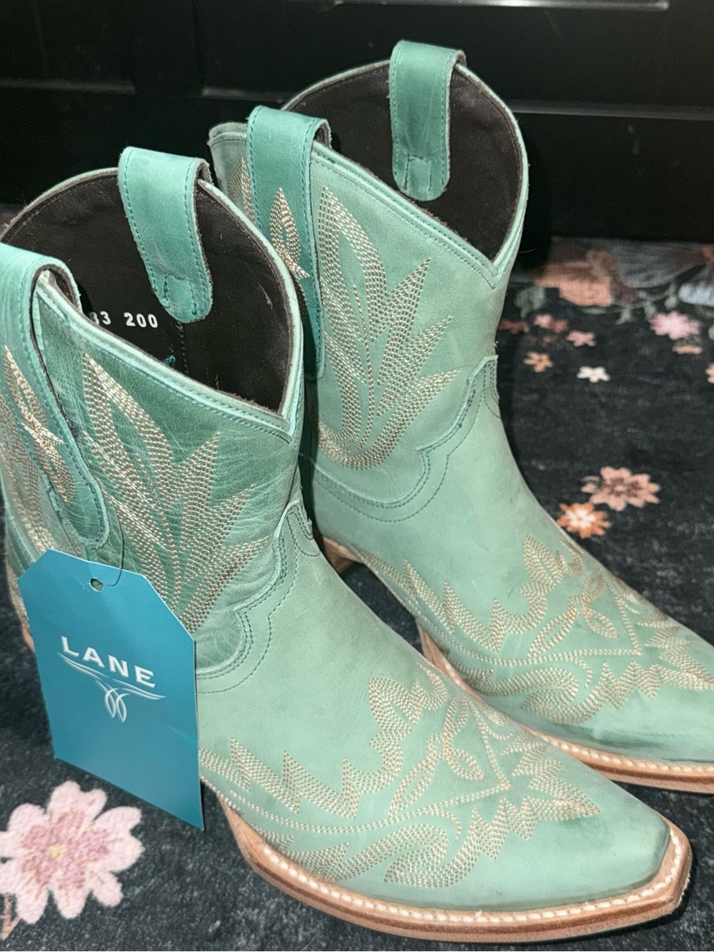 Lane Mint Western Embroidered Ankle Boots